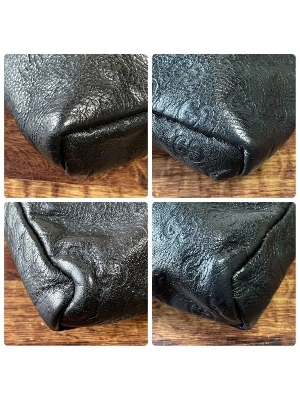 Gucci GG Guccissima Leather Shoulder Bag Messenger All Over Print Black